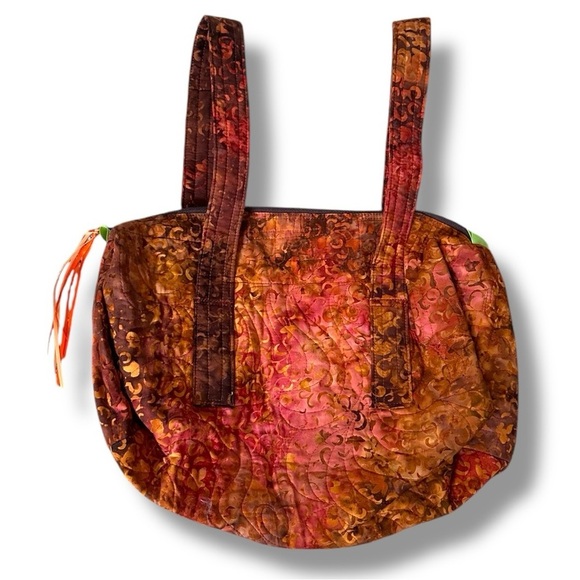 Handmade Pink Orange Tie Dye Quilted Embroidered Boho Bag Hippie Indie - Picture 1 of 16